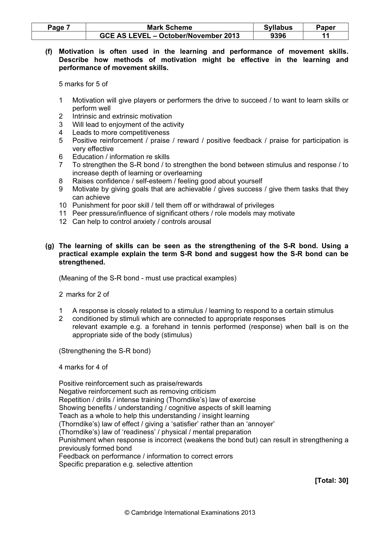 Mark scheme, page 7 of 10