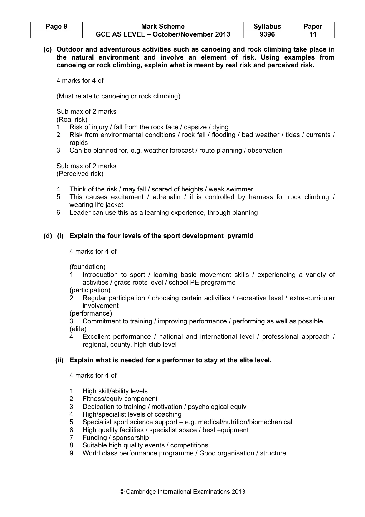 Mark scheme, page 9 of 10