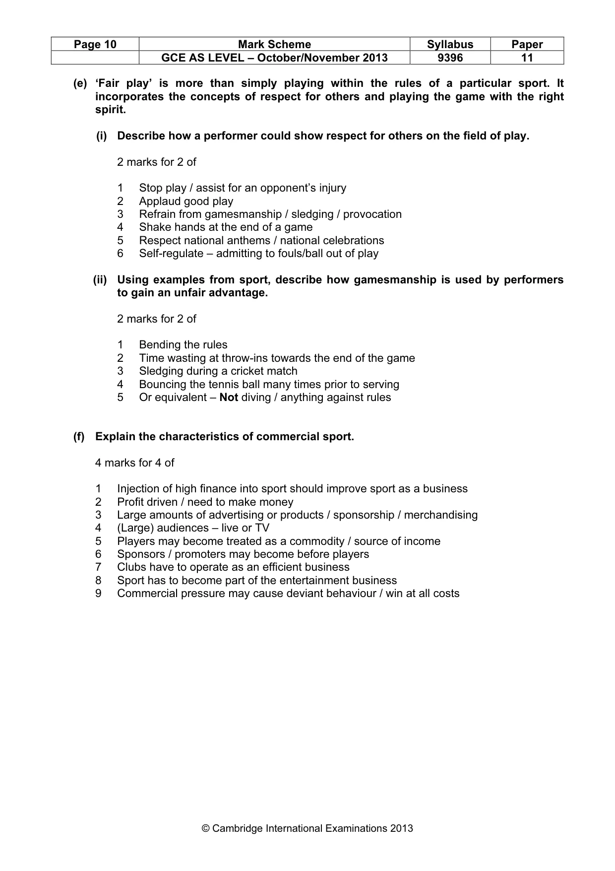 Mark scheme, page 10 of 10