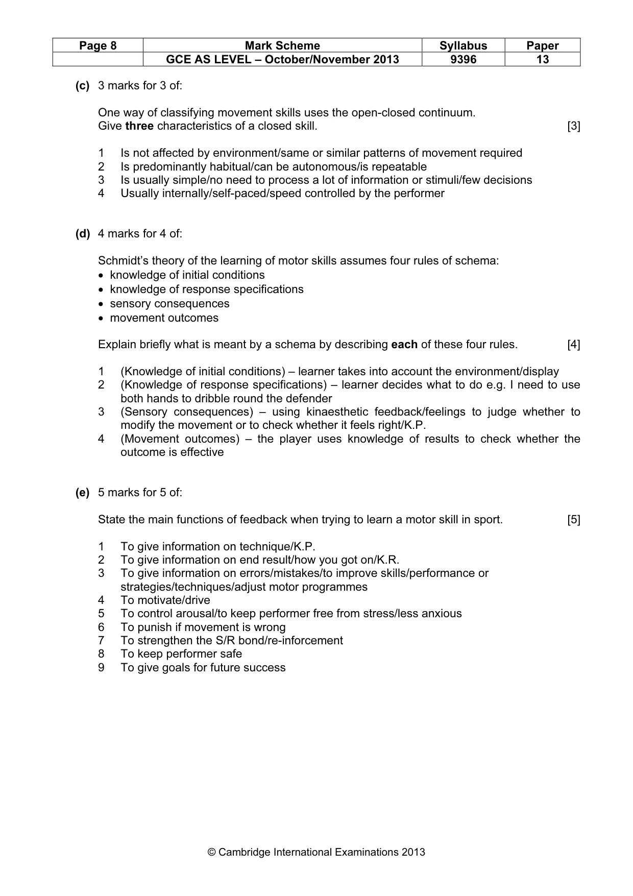 Mark scheme, page 8 of 13