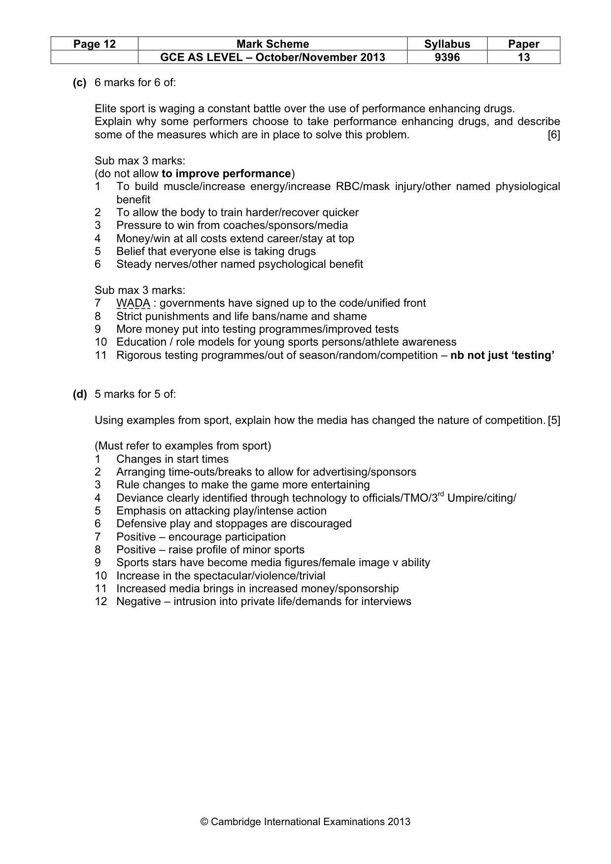 Mark scheme, page 12 of 13