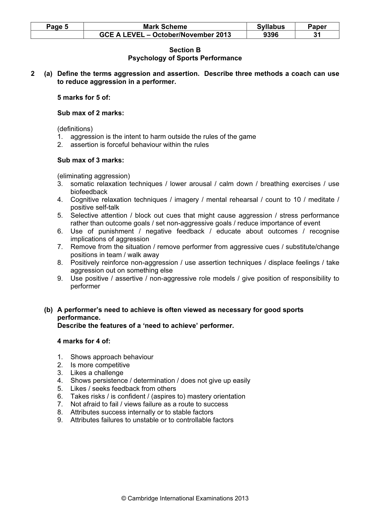 Mark scheme, page 5 of 10