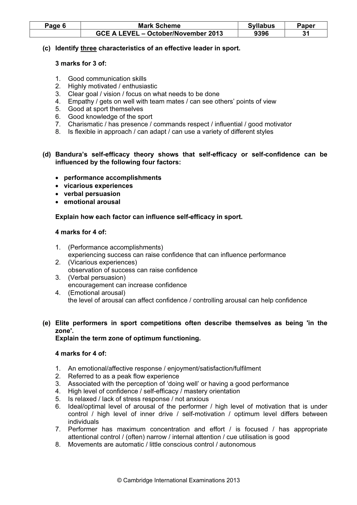 Mark scheme, page 6 of 10