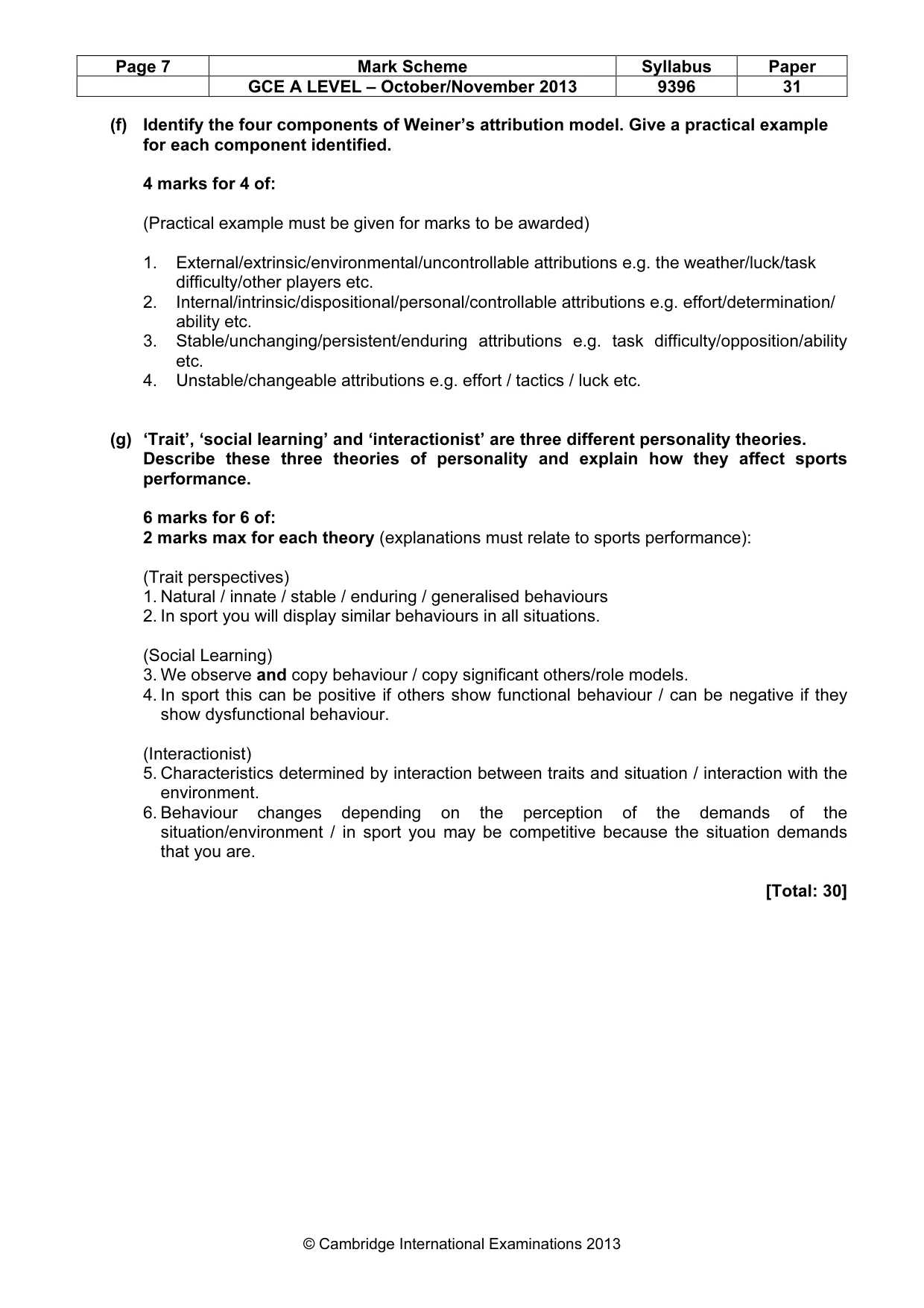 Mark scheme, page 7 of 10