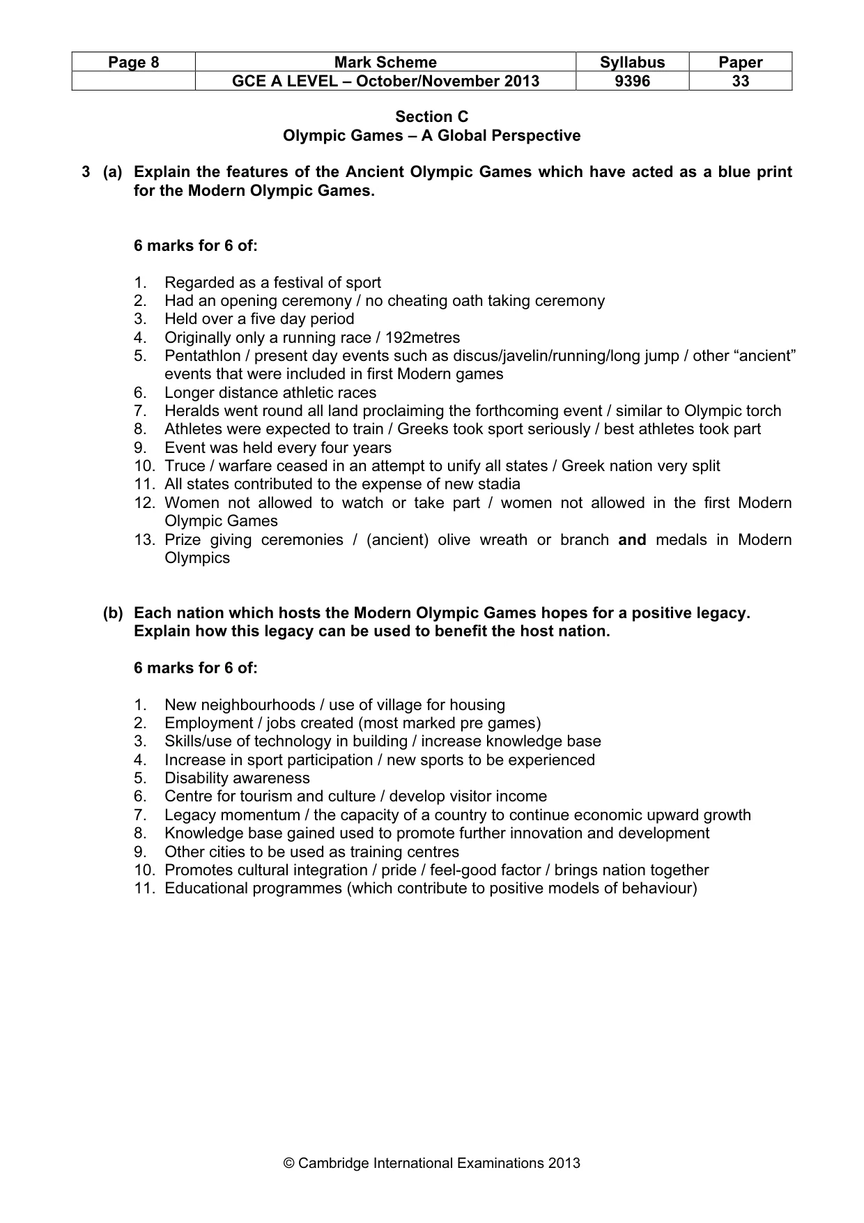Mark scheme, page 8 of 10