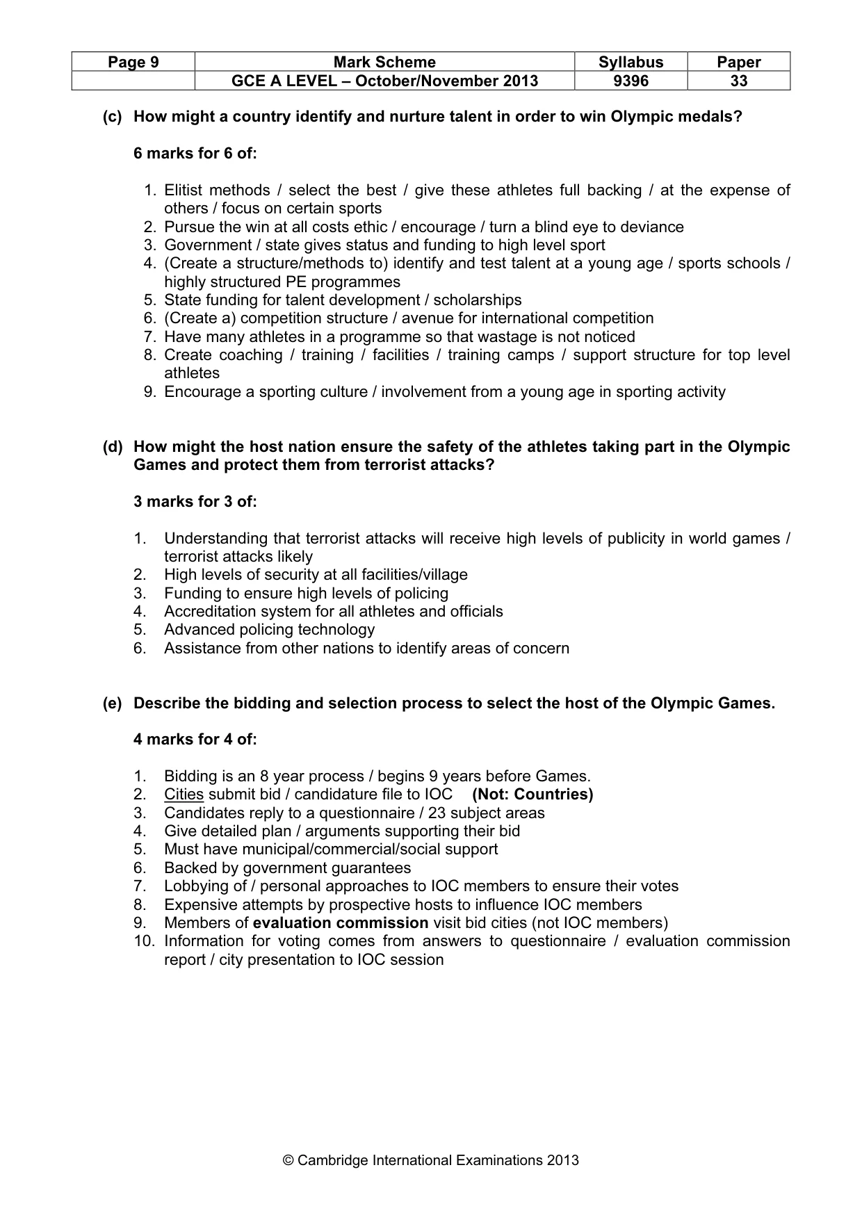 Mark scheme, page 9 of 10