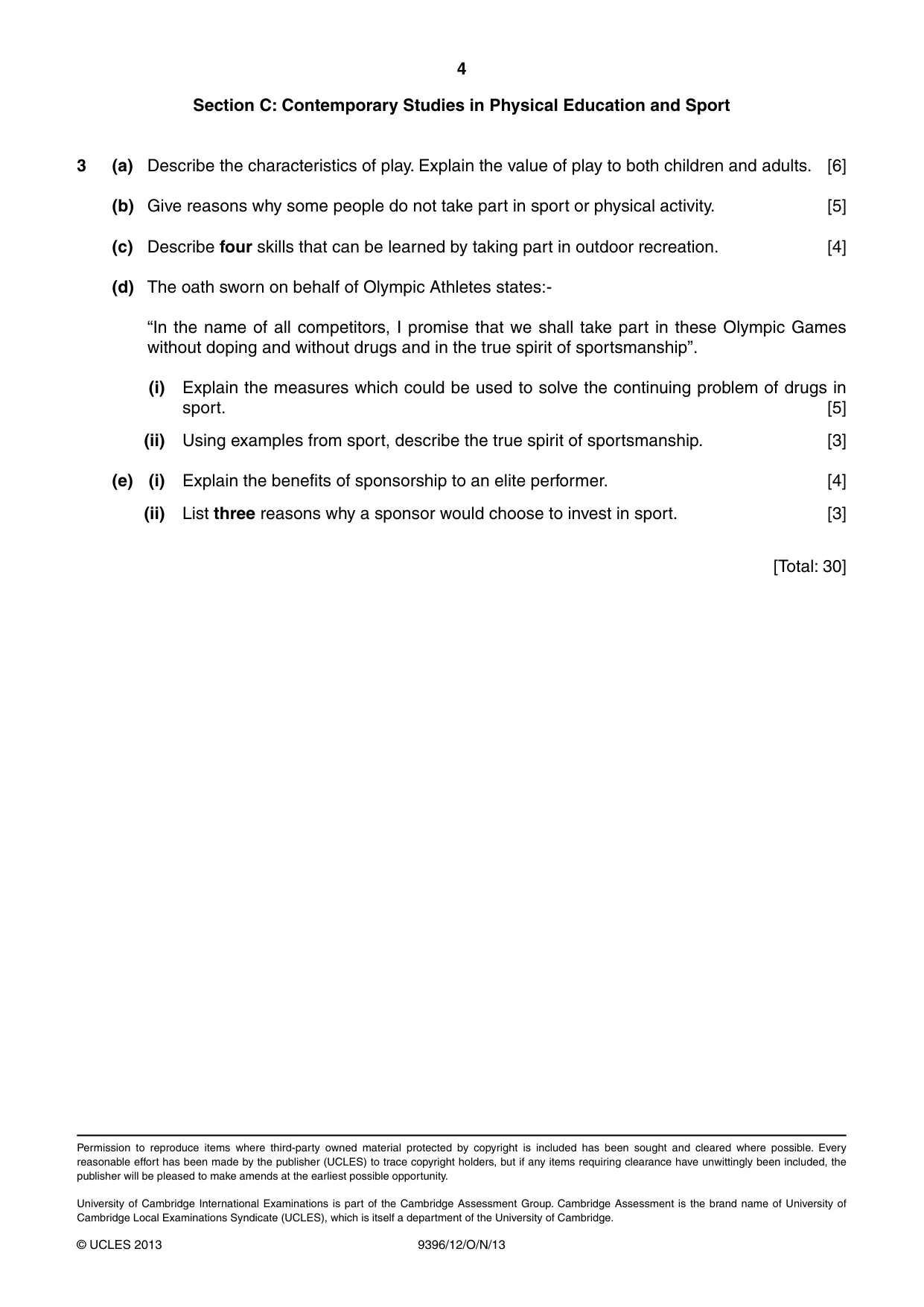 Cambridge A Level Physical Education 9396 2013 Oct/Nov Paper 1 · Variant 2 question paper, page 4 of 4