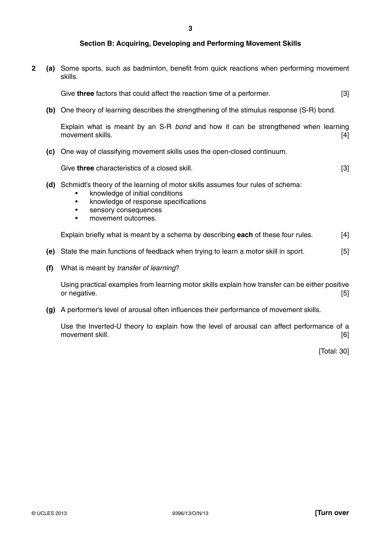 Cambridge A Level Physical Education 9396 2013 Oct/Nov Paper 1 · Variant 3 question paper, page 3 of 4