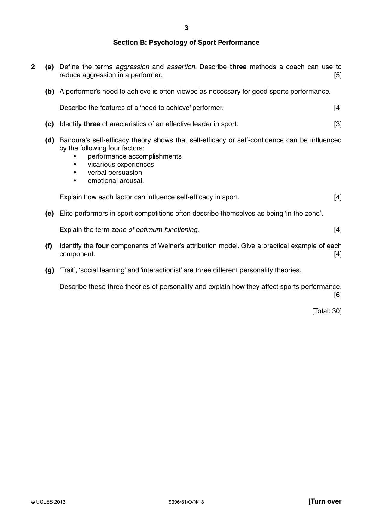 Cambridge A Level Physical Education 9396 2013 Oct/Nov Paper 3 · Variant 1 question paper, page 3 of 4