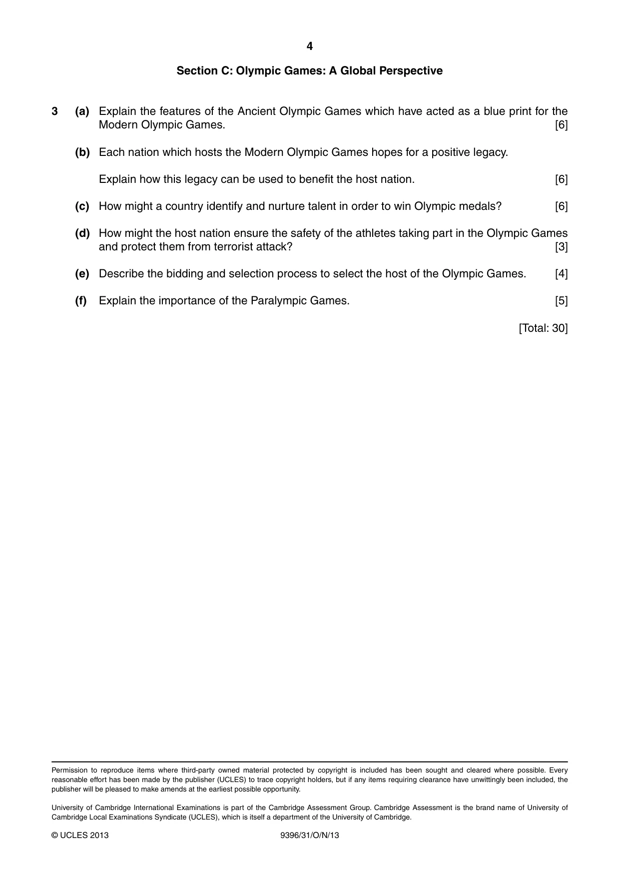 Cambridge A Level Physical Education 9396 2013 Oct/Nov Paper 3 · Variant 1 question paper, page 4 of 4