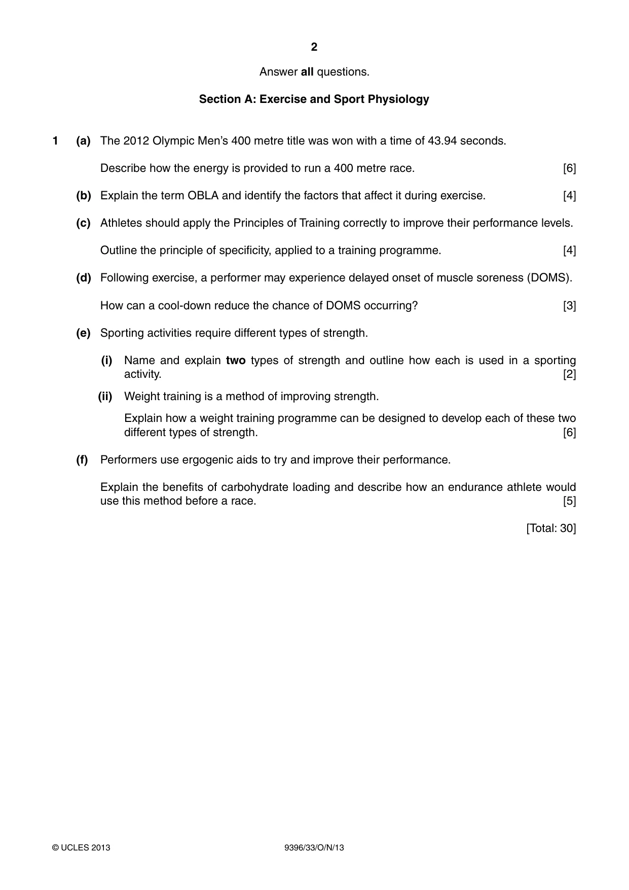 Cambridge A Level Physical Education 9396 2013 Oct/Nov Paper 3 · Variant 3 question paper, page 2 of 4