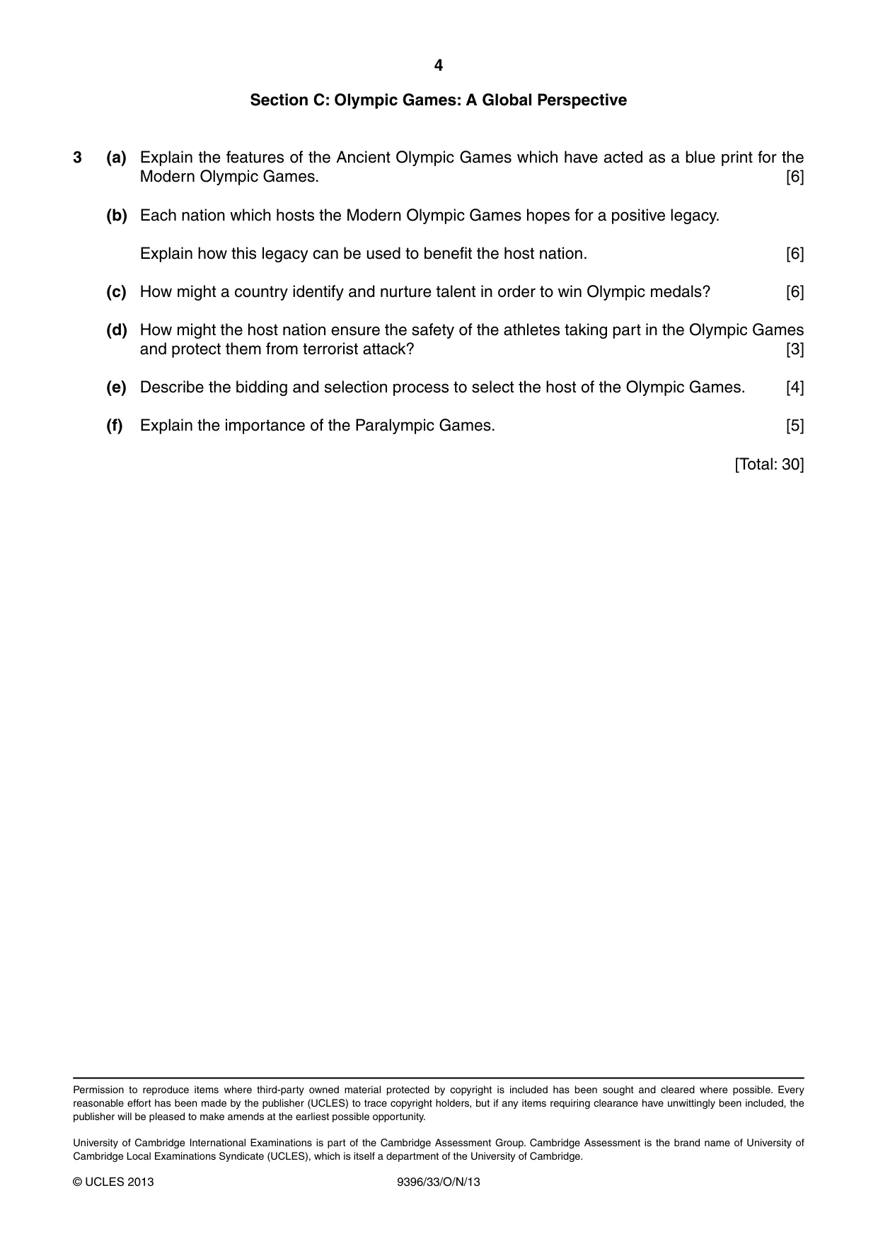 Cambridge A Level Physical Education 9396 2013 Oct/Nov Paper 3 · Variant 3 question paper, page 4 of 4