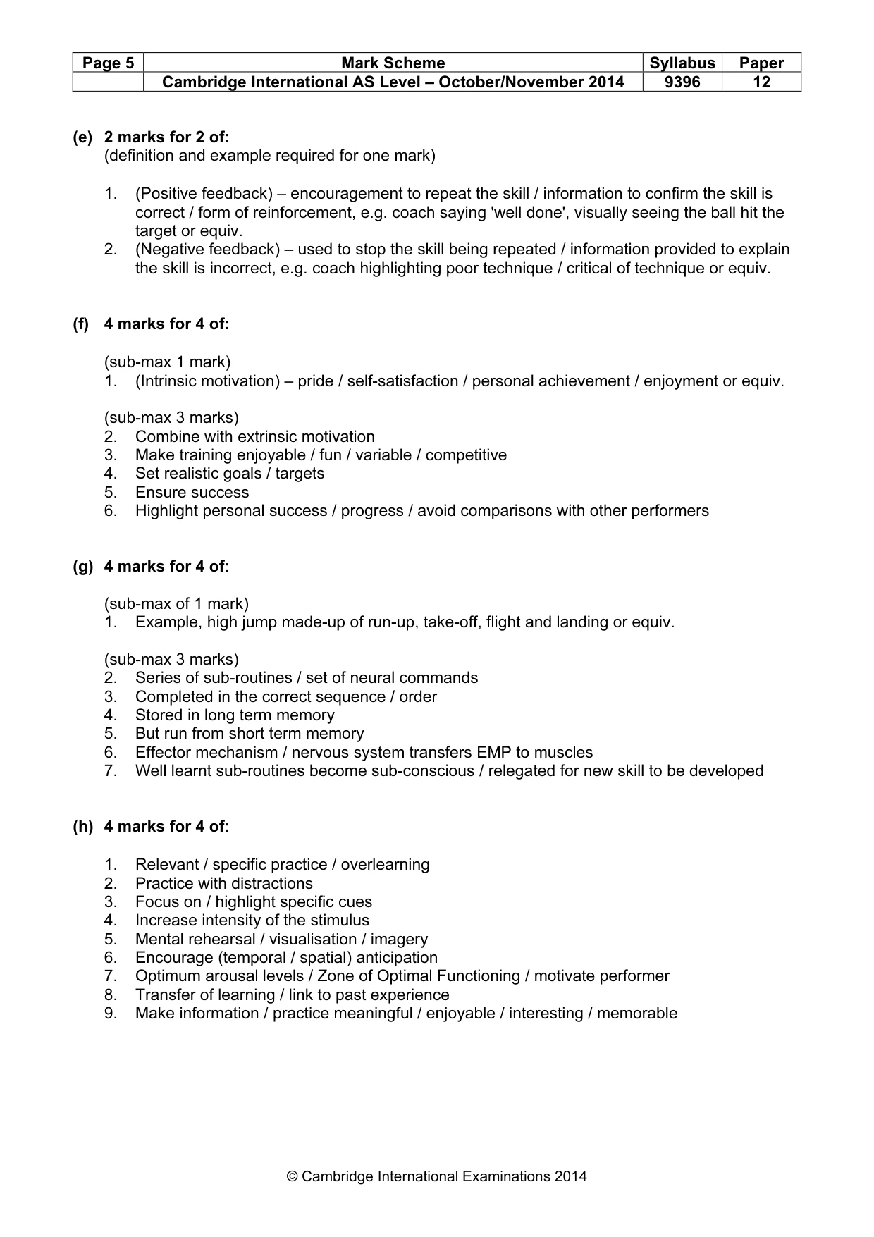 Mark scheme, page 5 of 7