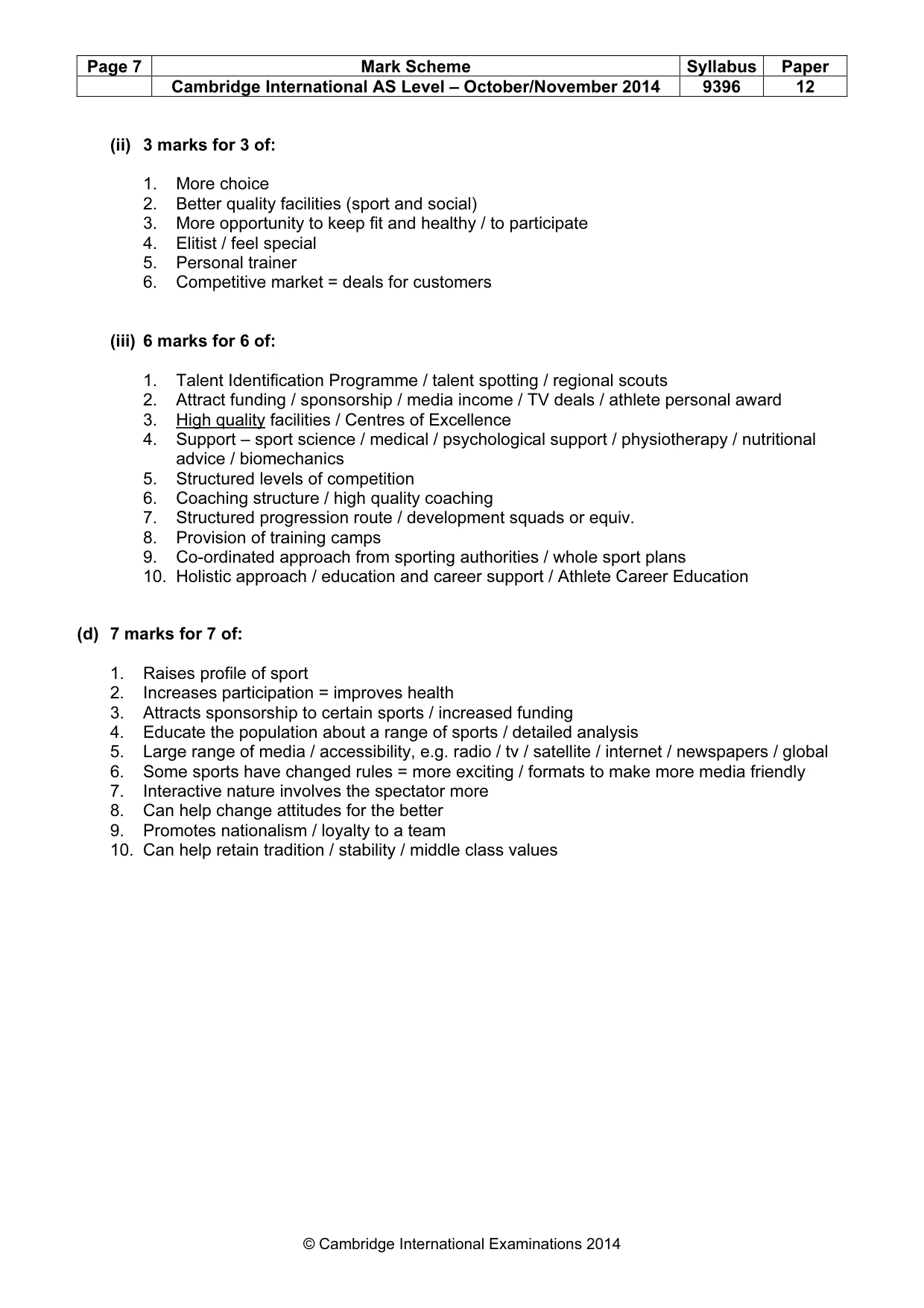 Mark scheme, page 7 of 7