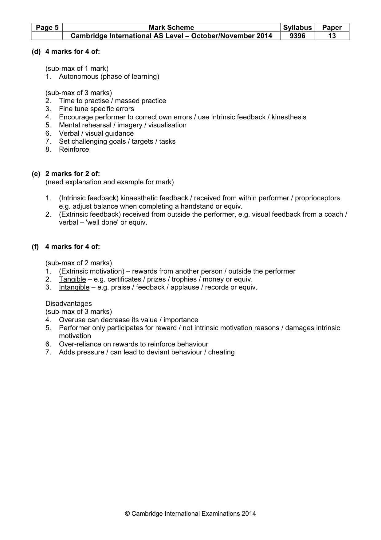 Mark scheme, page 5 of 8