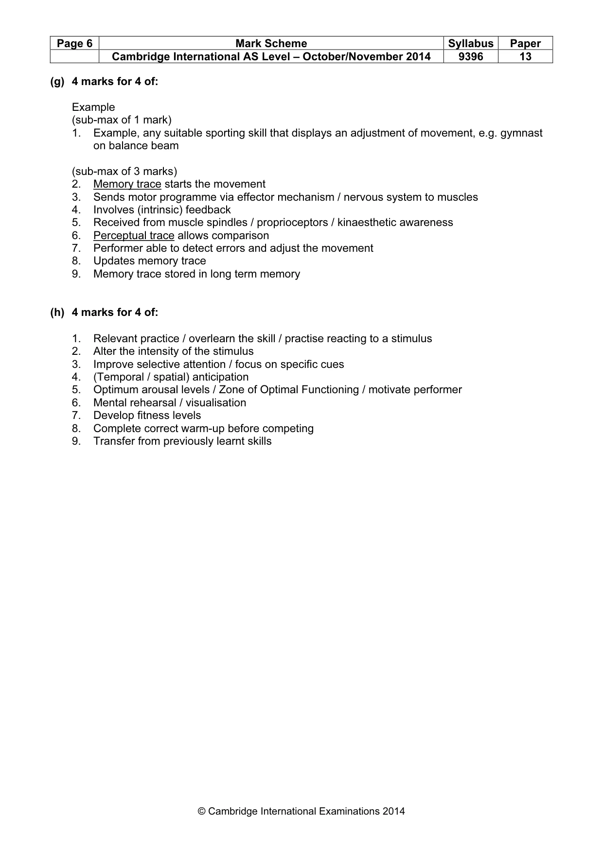 Mark scheme, page 6 of 8