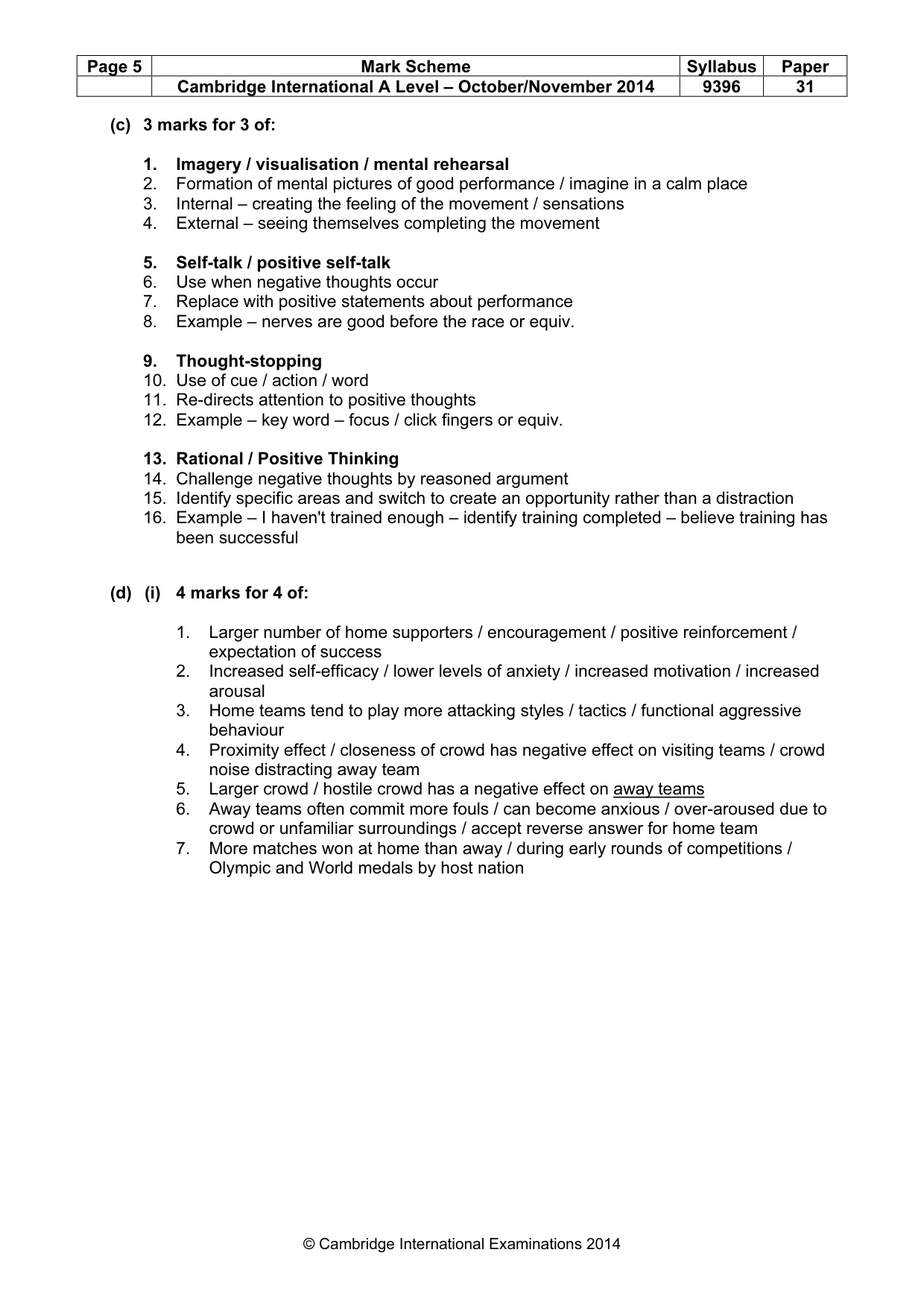 Mark scheme, page 5 of 10