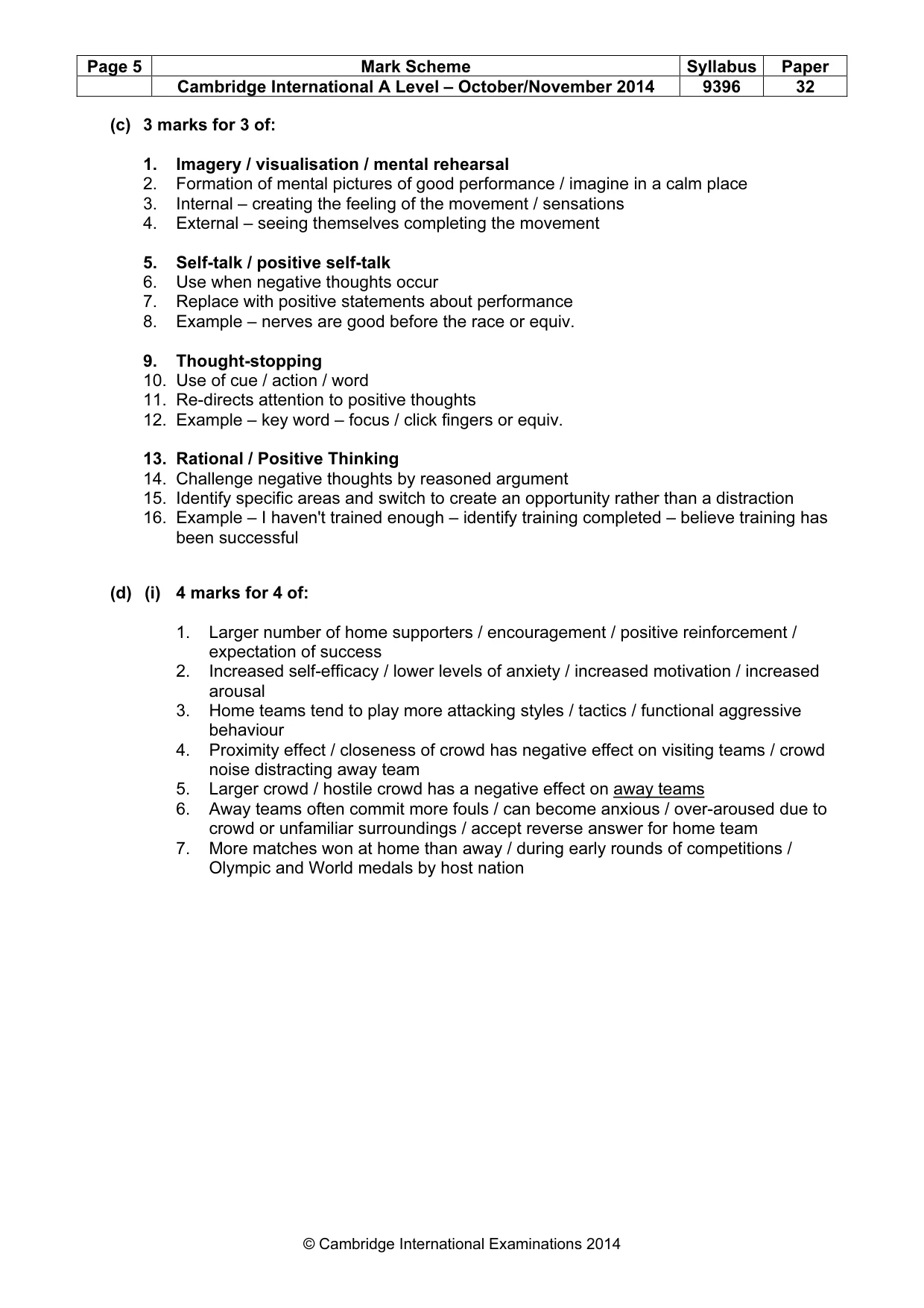 Mark scheme, page 5 of 10