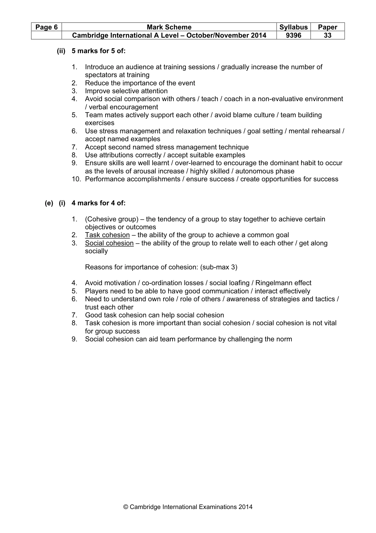 Mark scheme, page 6 of 10