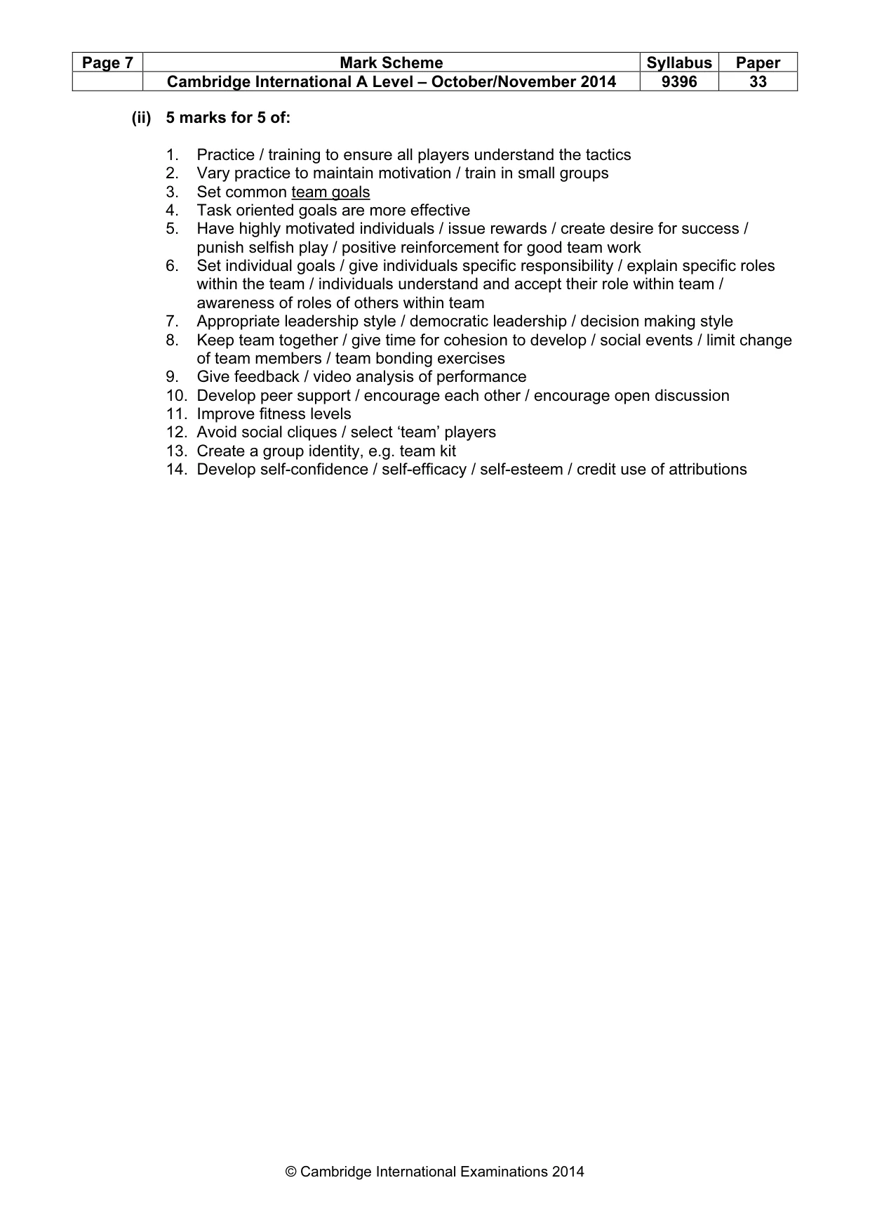Mark scheme, page 7 of 10
