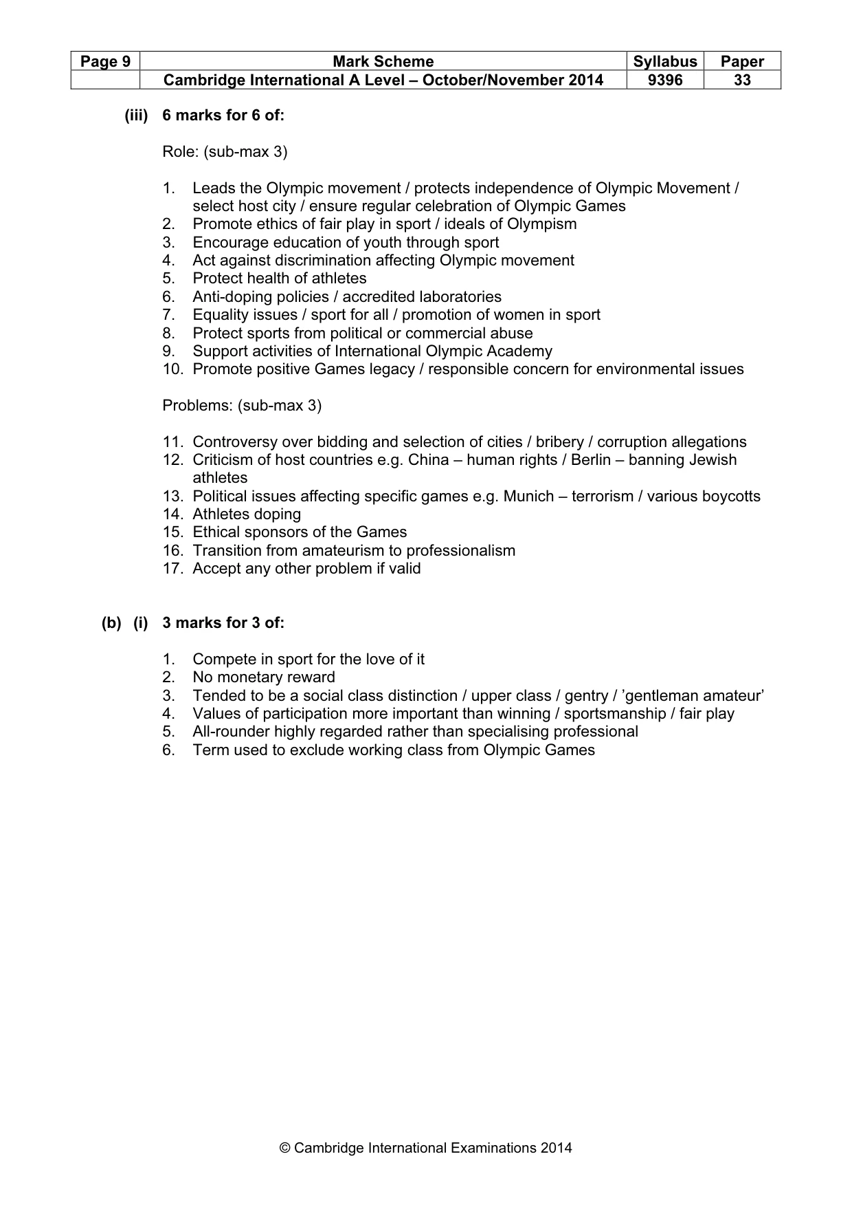 Mark scheme, page 9 of 10