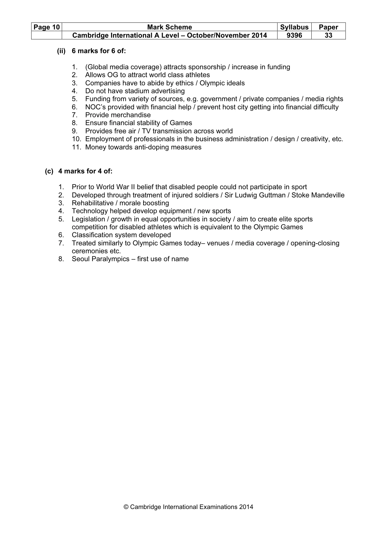 Mark scheme, page 10 of 10