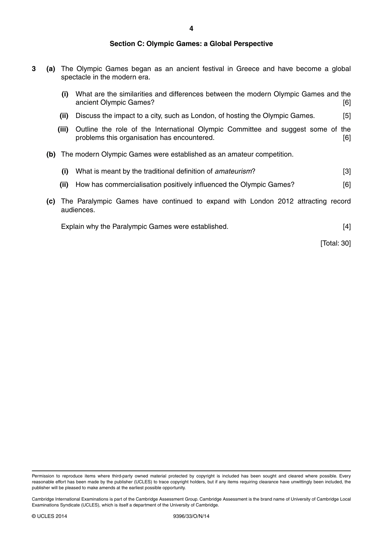 Cambridge A Level Physical Education 9396 2014 Oct/Nov Paper 3 · Variant 3 question paper, page 4 of 4