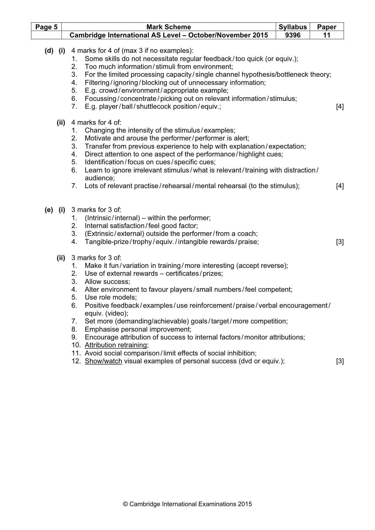 Mark scheme, page 5 of 7