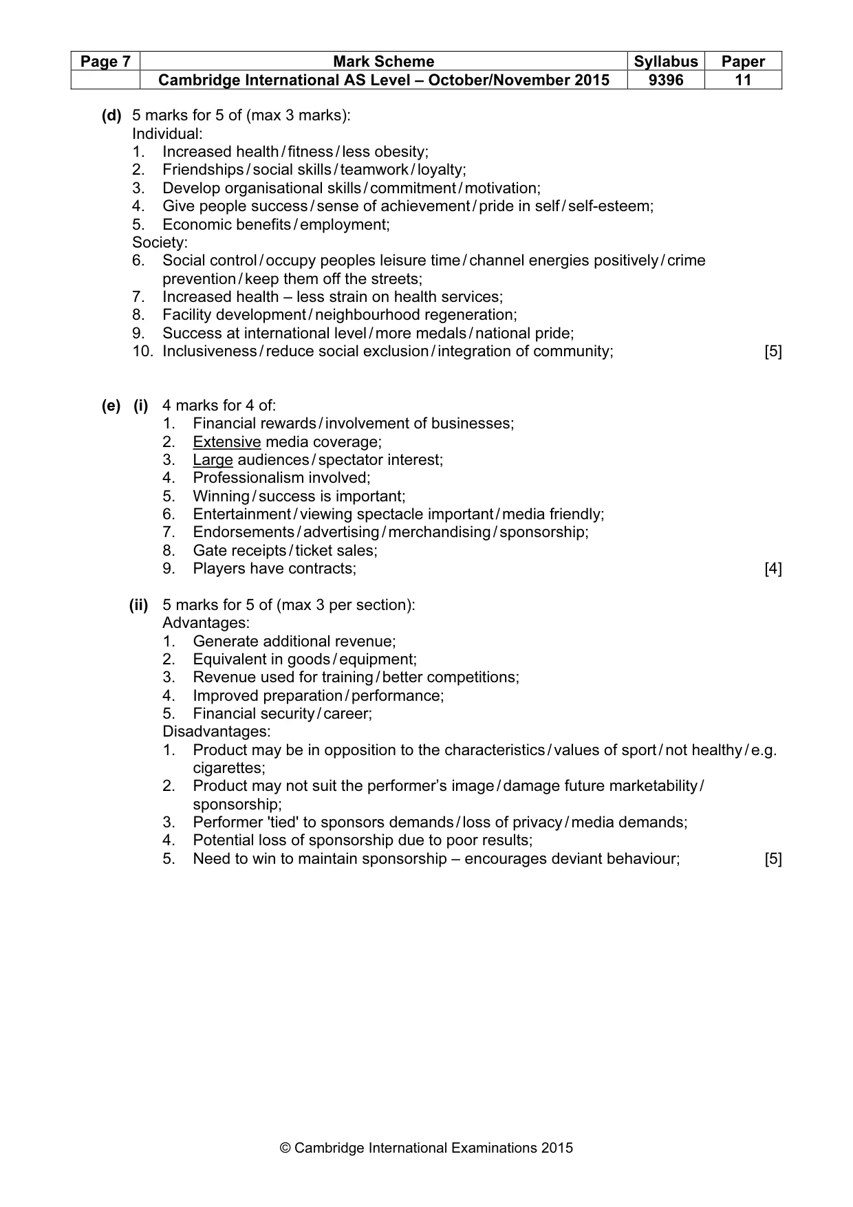 Mark scheme, page 7 of 7