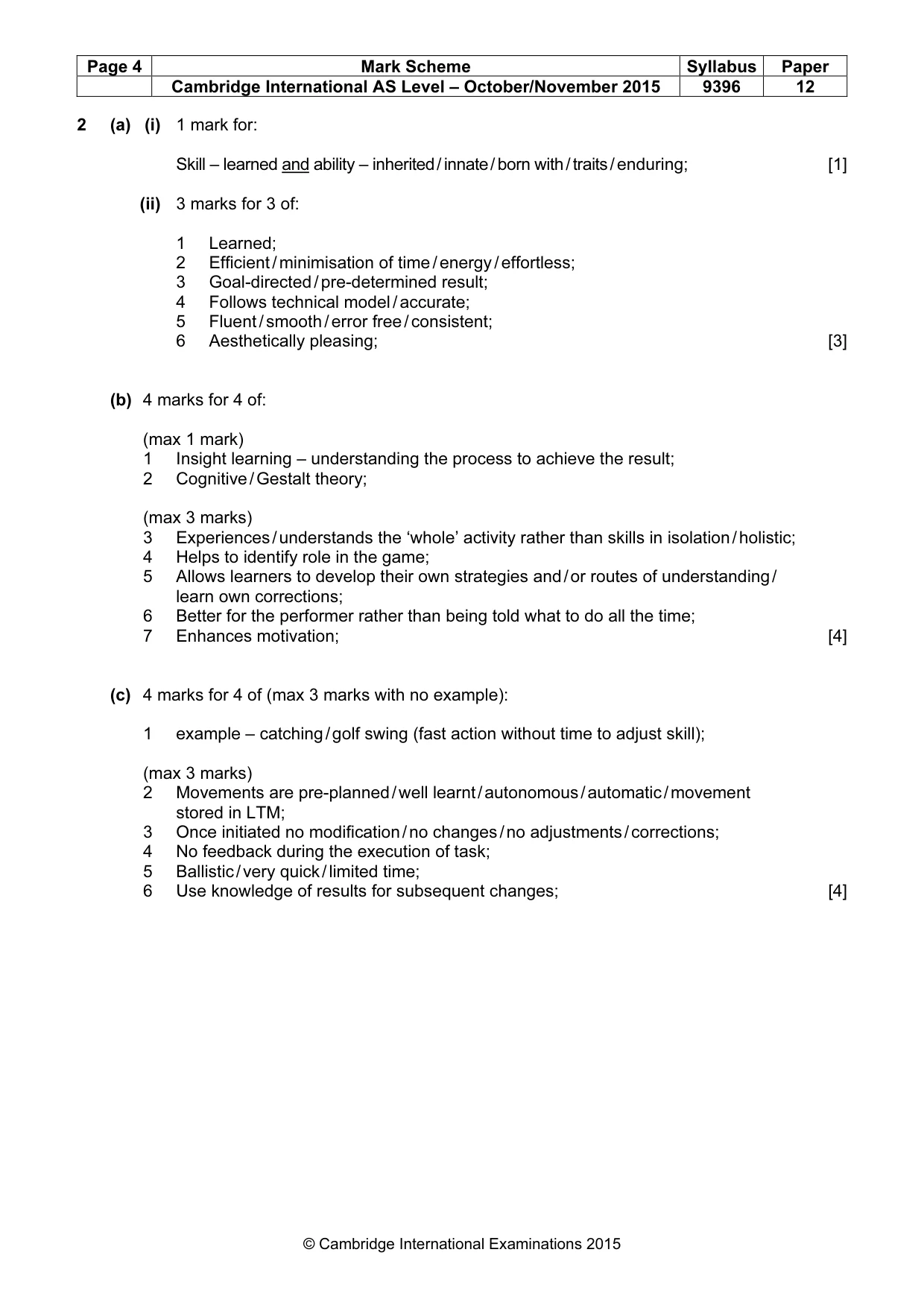 Mark scheme, page 4 of 8