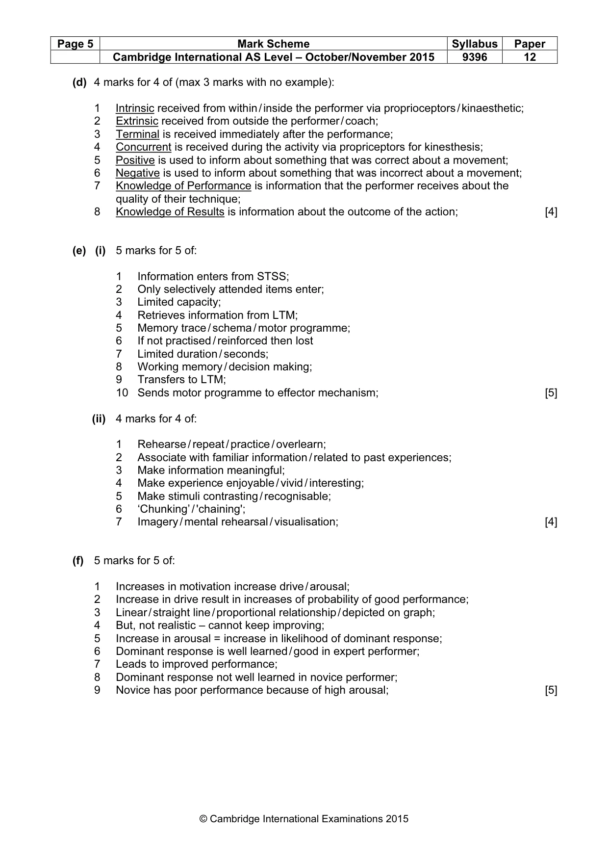 Mark scheme, page 5 of 8