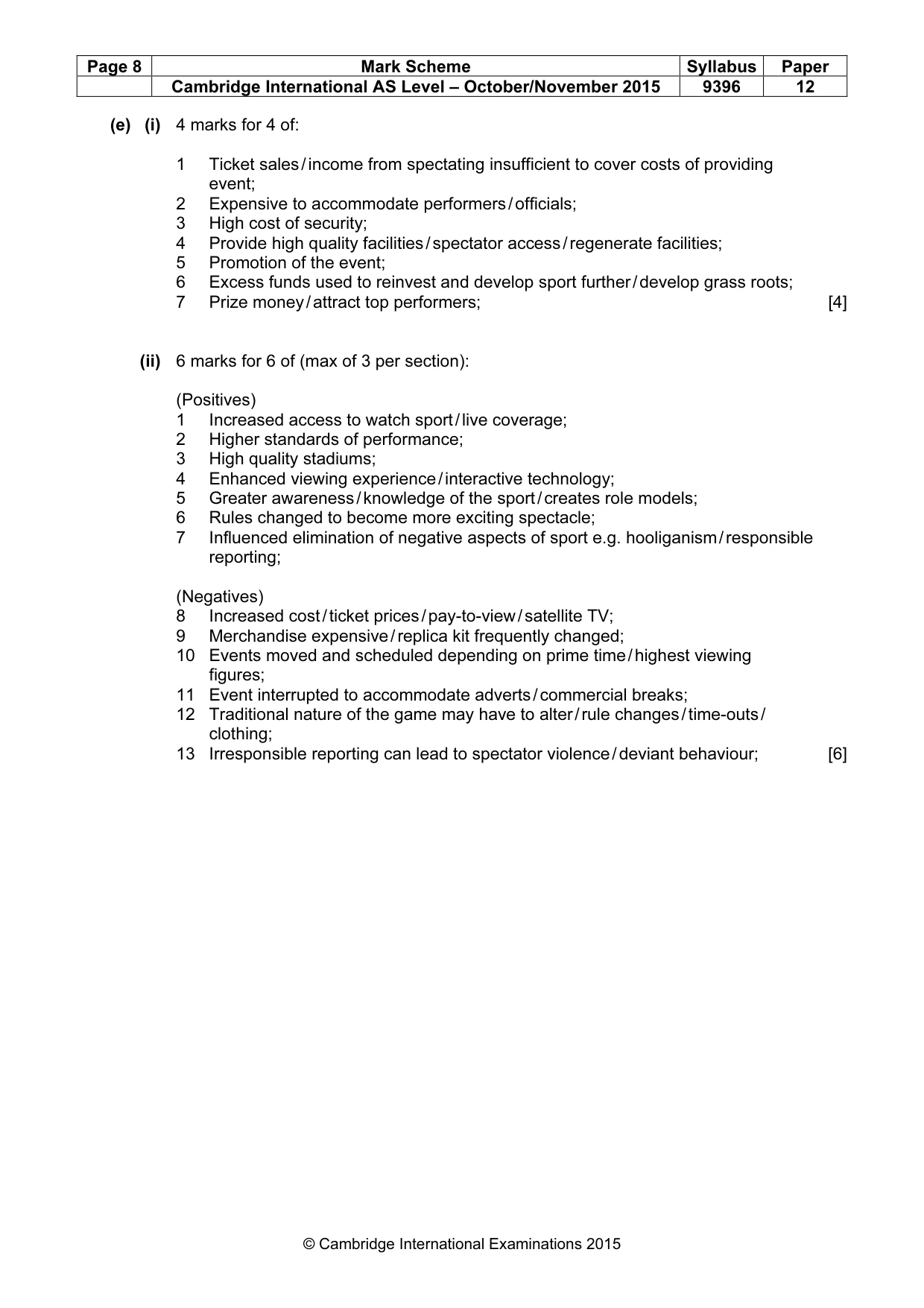 Mark scheme, page 8 of 8