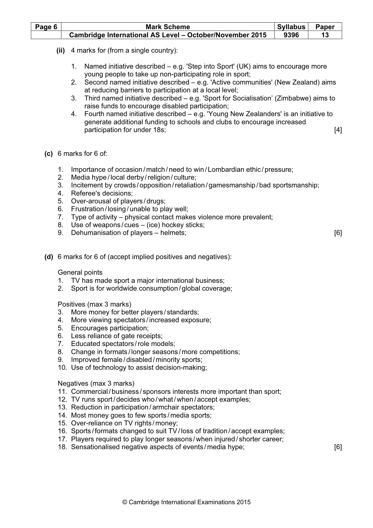 Mark scheme, page 6 of 6