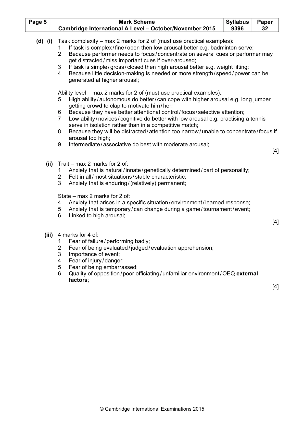 Mark scheme, page 5 of 9