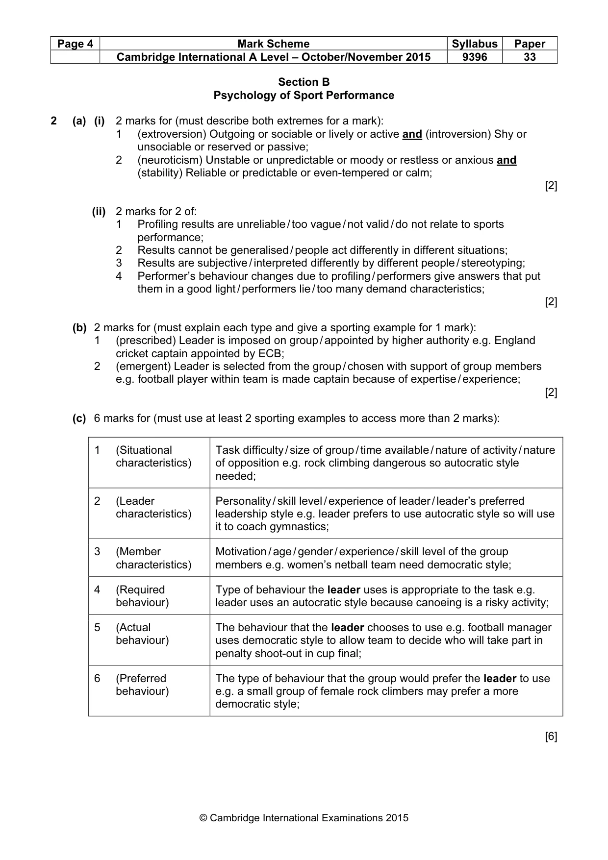 Mark scheme, page 4 of 9