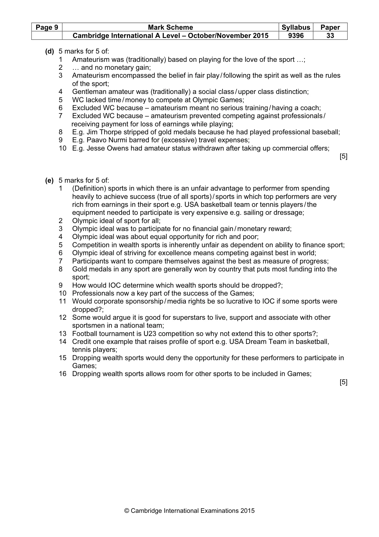 Mark scheme, page 9 of 9