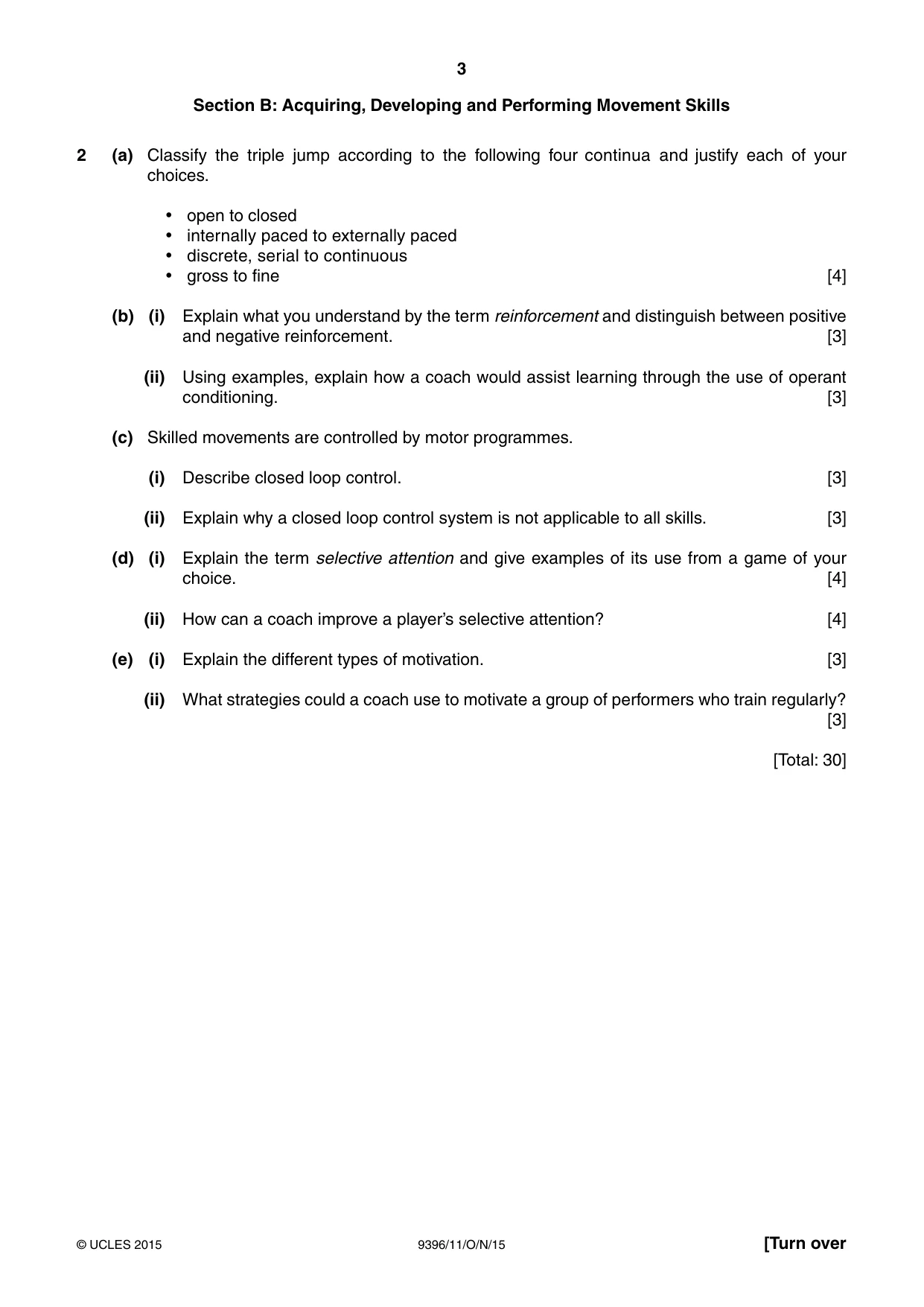Cambridge A Level Physical Education 9396 2015 Oct/Nov Paper 1 · Variant 1 question paper, page 3 of 4