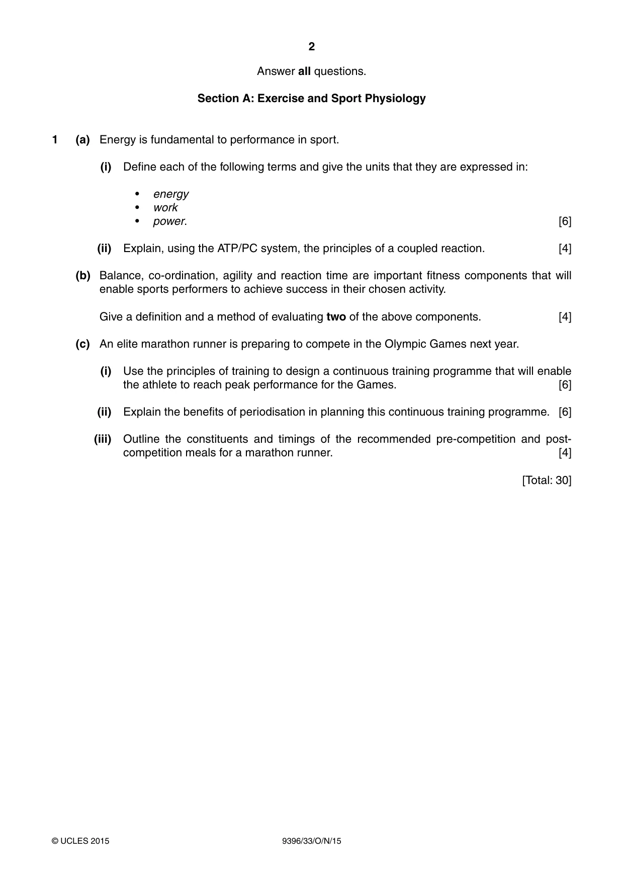 Cambridge A Level Physical Education 9396 2015 Oct/Nov Paper 3 · Variant 3 question paper, page 2 of 4