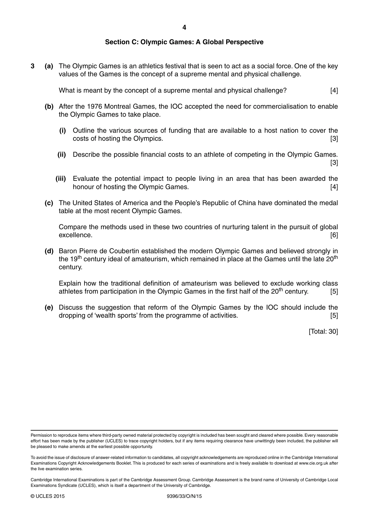 Cambridge A Level Physical Education 9396 2015 Oct/Nov Paper 3 · Variant 3 question paper, page 4 of 4