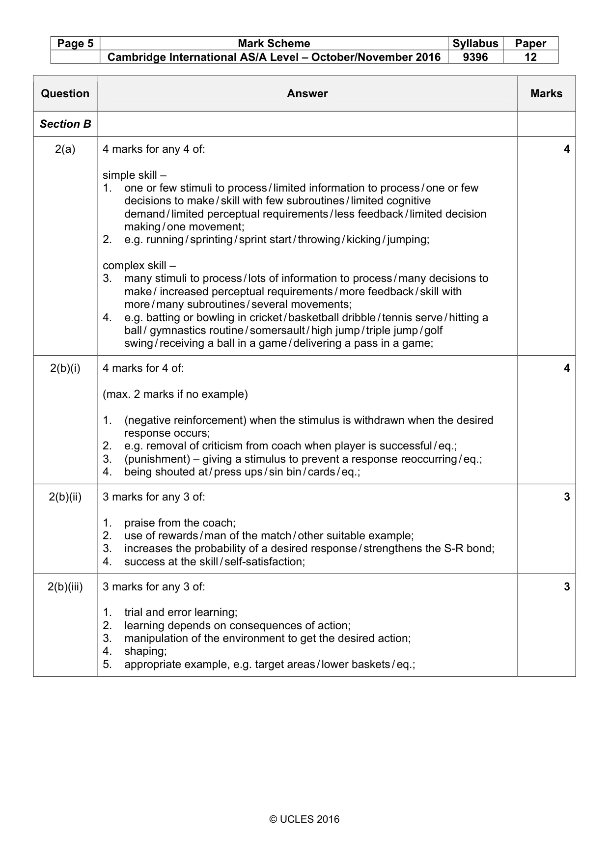 Mark scheme, page 5 of 9