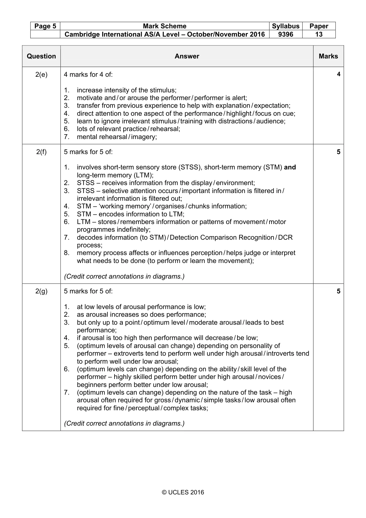 Mark scheme, page 5 of 8