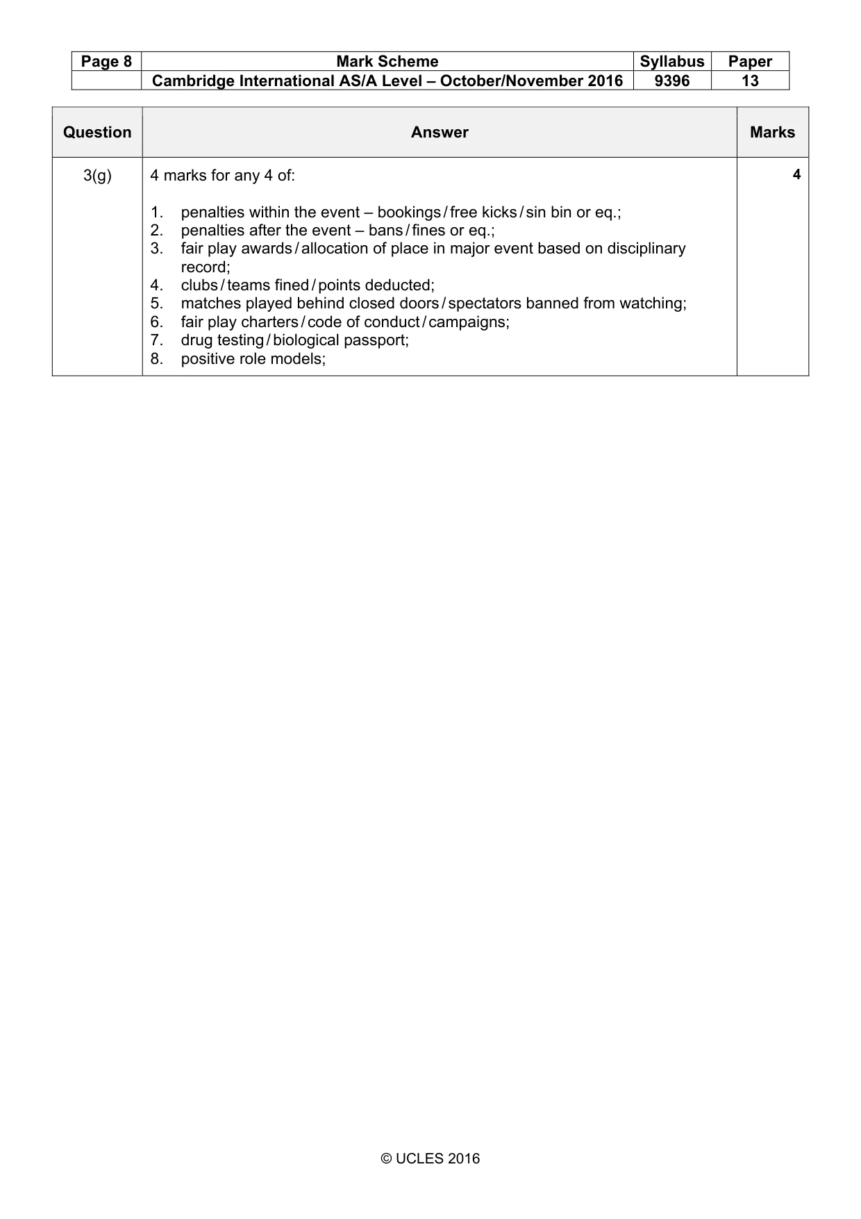 Mark scheme, page 8 of 8