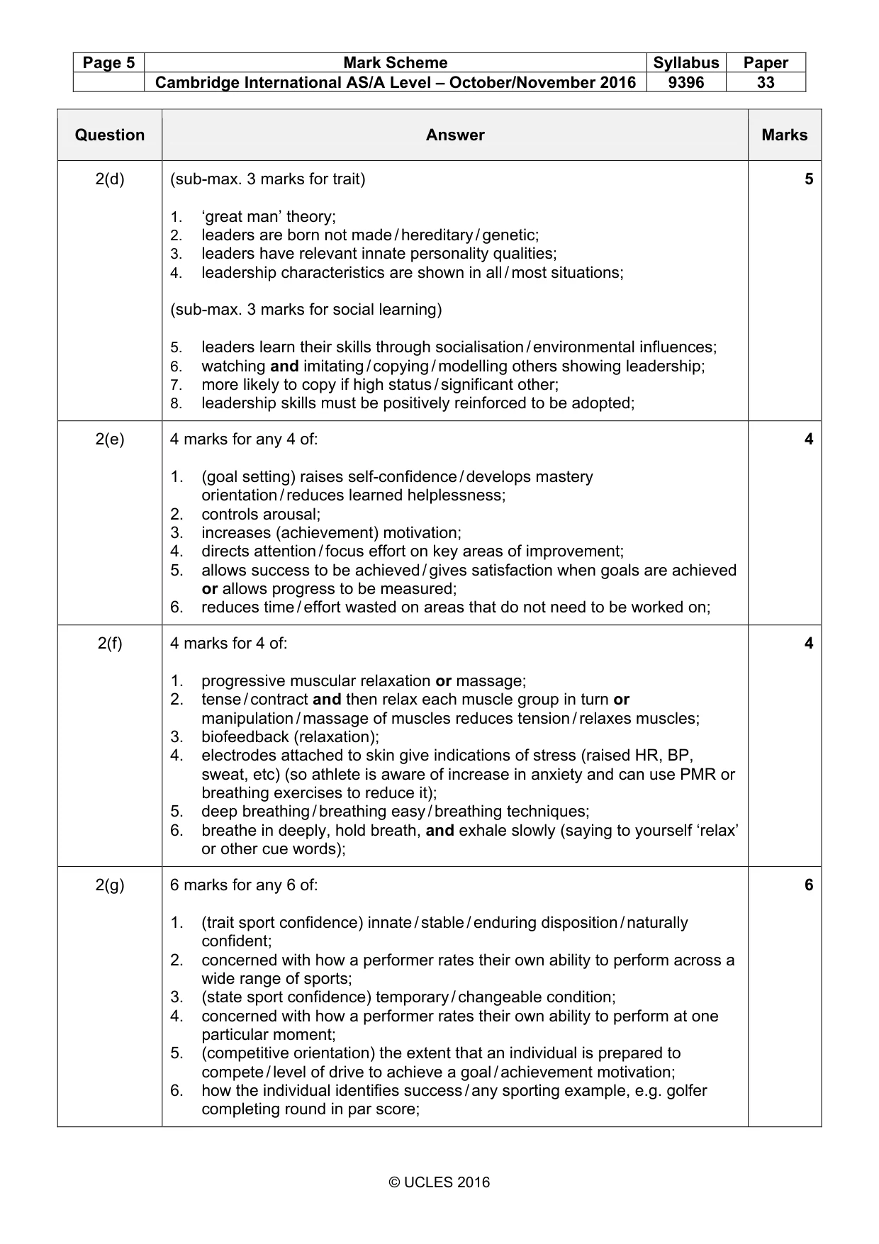 Mark scheme, page 5 of 8