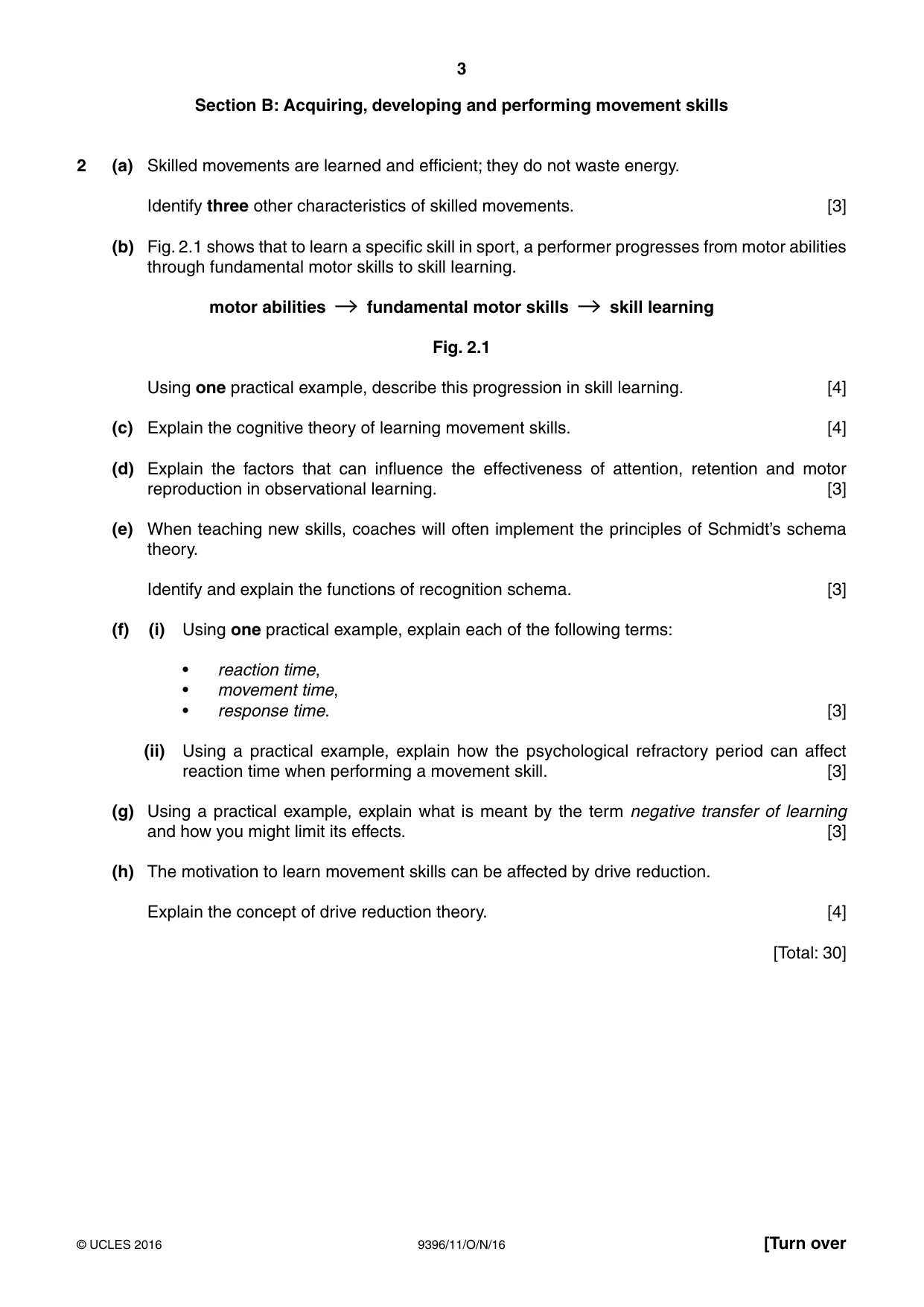 Cambridge A Level Physical Education 9396 2016 Oct/Nov Paper 1 · Variant 1 question paper, page 3 of 4