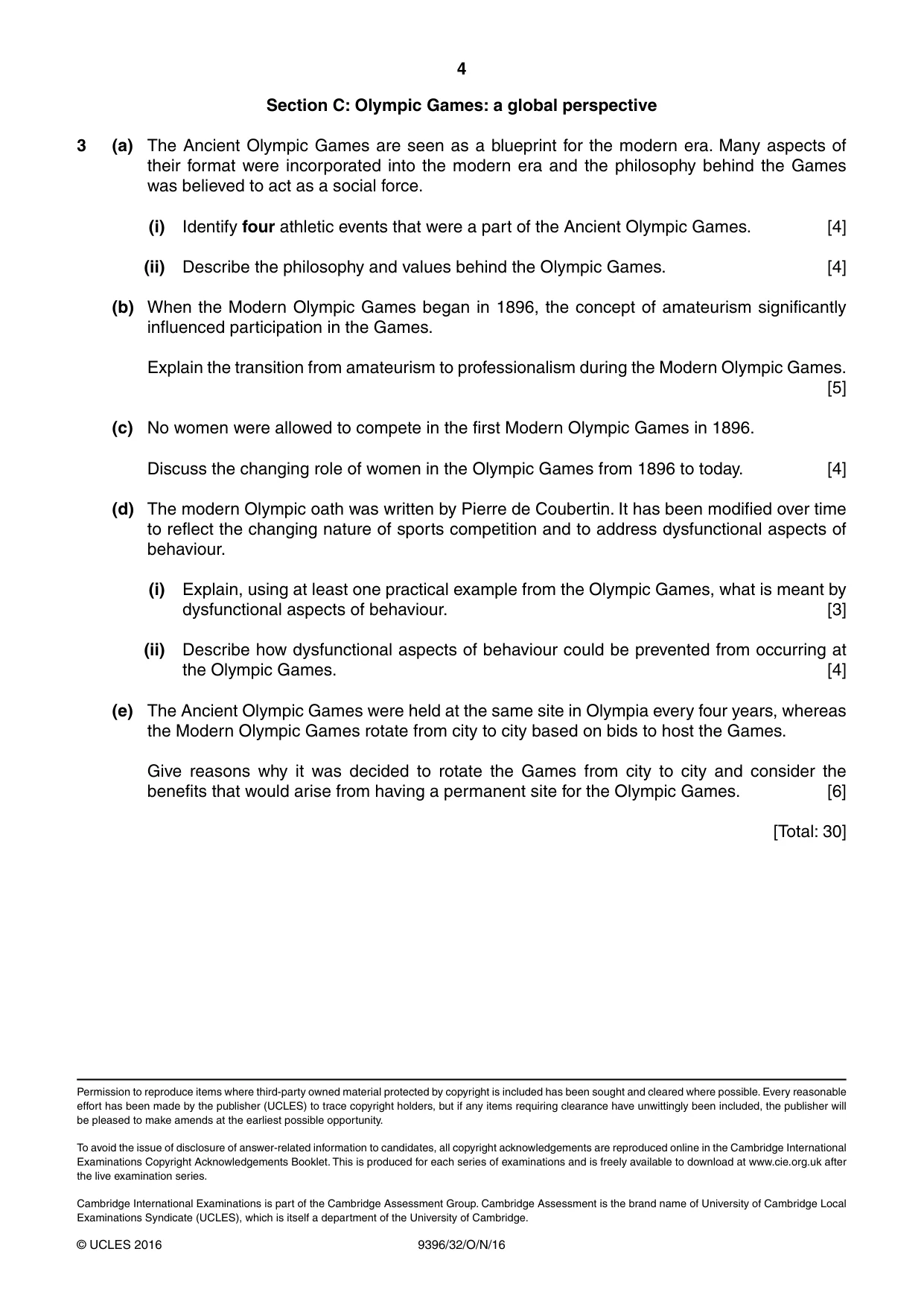 Cambridge A Level Physical Education 9396 2016 Oct/Nov Paper 3 · Variant 2 question paper, page 4 of 4