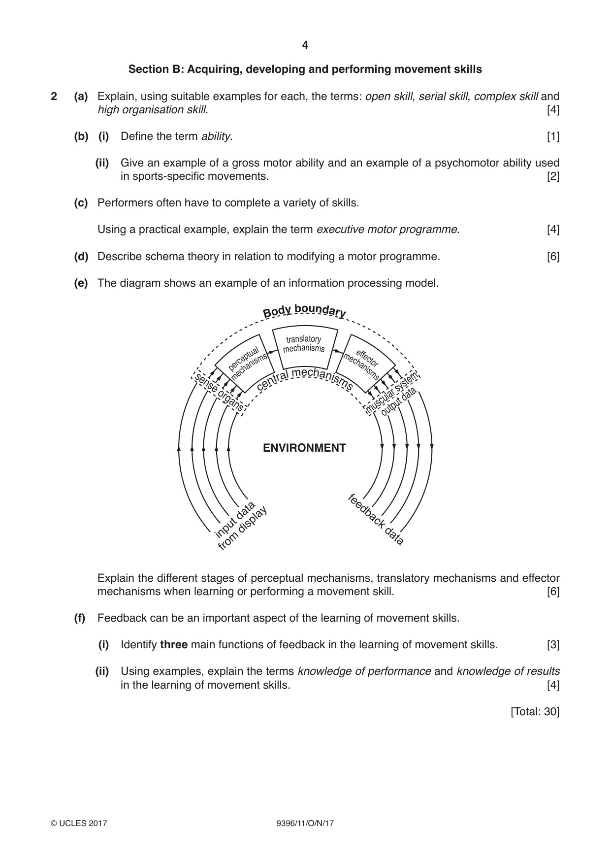 Cambridge A Level Physical Education 9396 2017 Oct/Nov Paper 1 · Variant 1 question paper, page 4 of 8