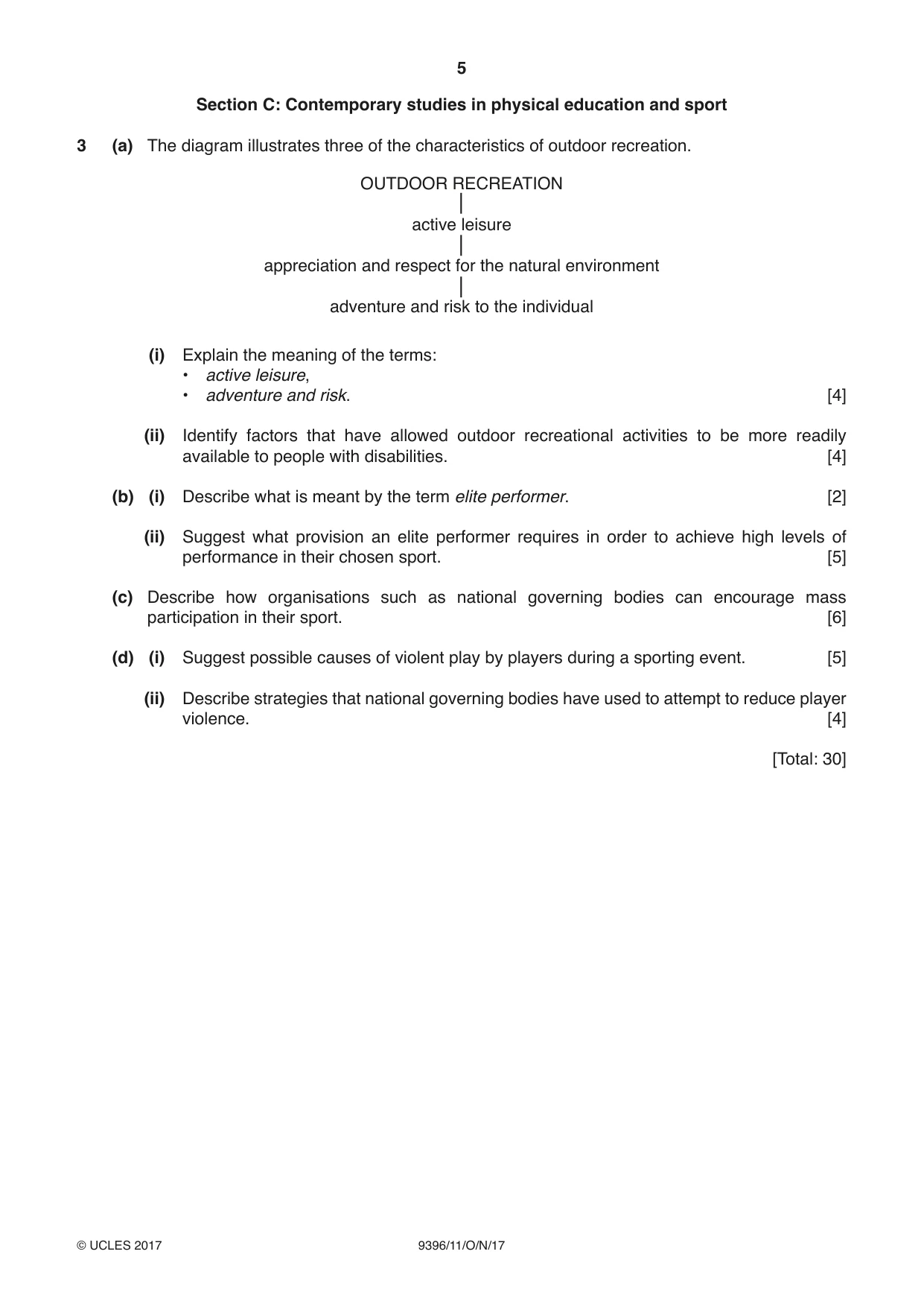 Cambridge A Level Physical Education 9396 2017 Oct/Nov Paper 1 · Variant 1 question paper, page 5 of 8