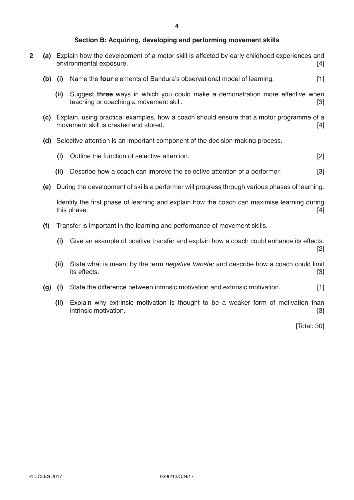 Cambridge A Level Physical Education 9396 2017 Oct/Nov Paper 1 · Variant 2 question paper, page 4 of 8