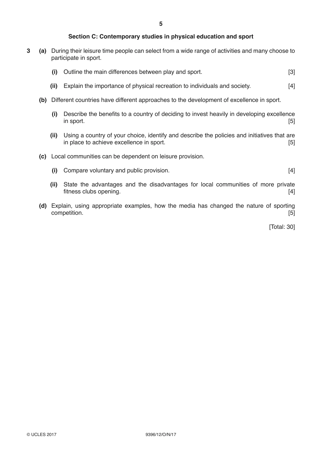 Cambridge A Level Physical Education 9396 2017 Oct/Nov Paper 1 · Variant 2 question paper, page 5 of 8