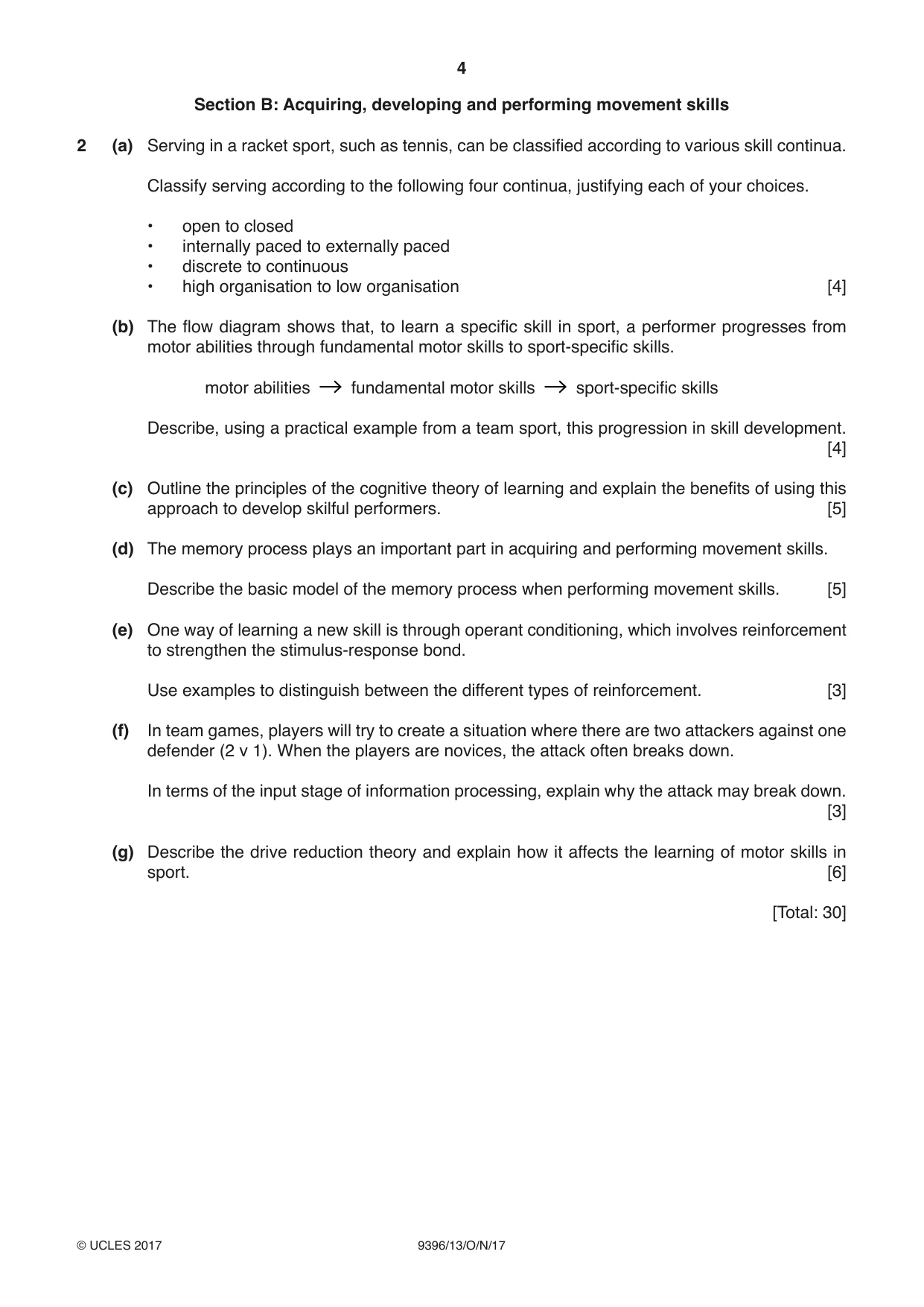 Cambridge A Level Physical Education 9396 2017 Oct/Nov Paper 1 · Variant 3 question paper, page 4 of 8